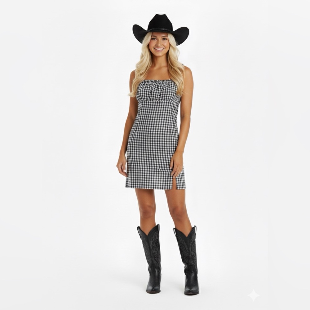 Black & White Gingham Mini Dress